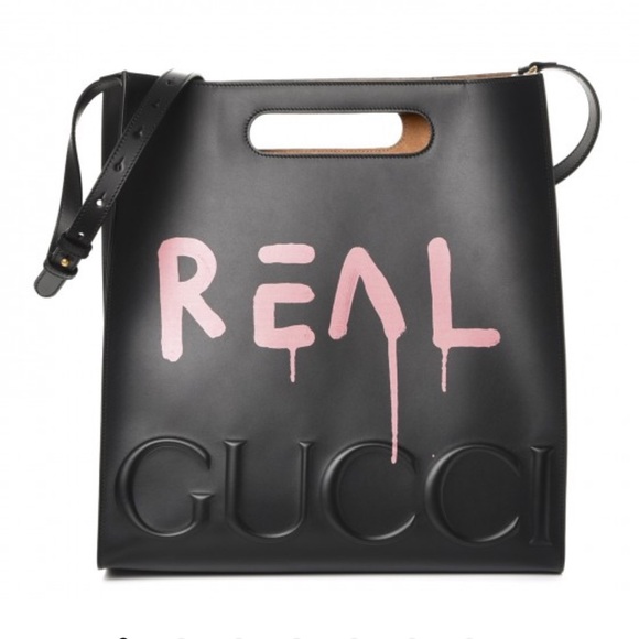 AUTHENTIC Gucci Black Pink Ghost Shoulder Bag - Picture 1 of 8